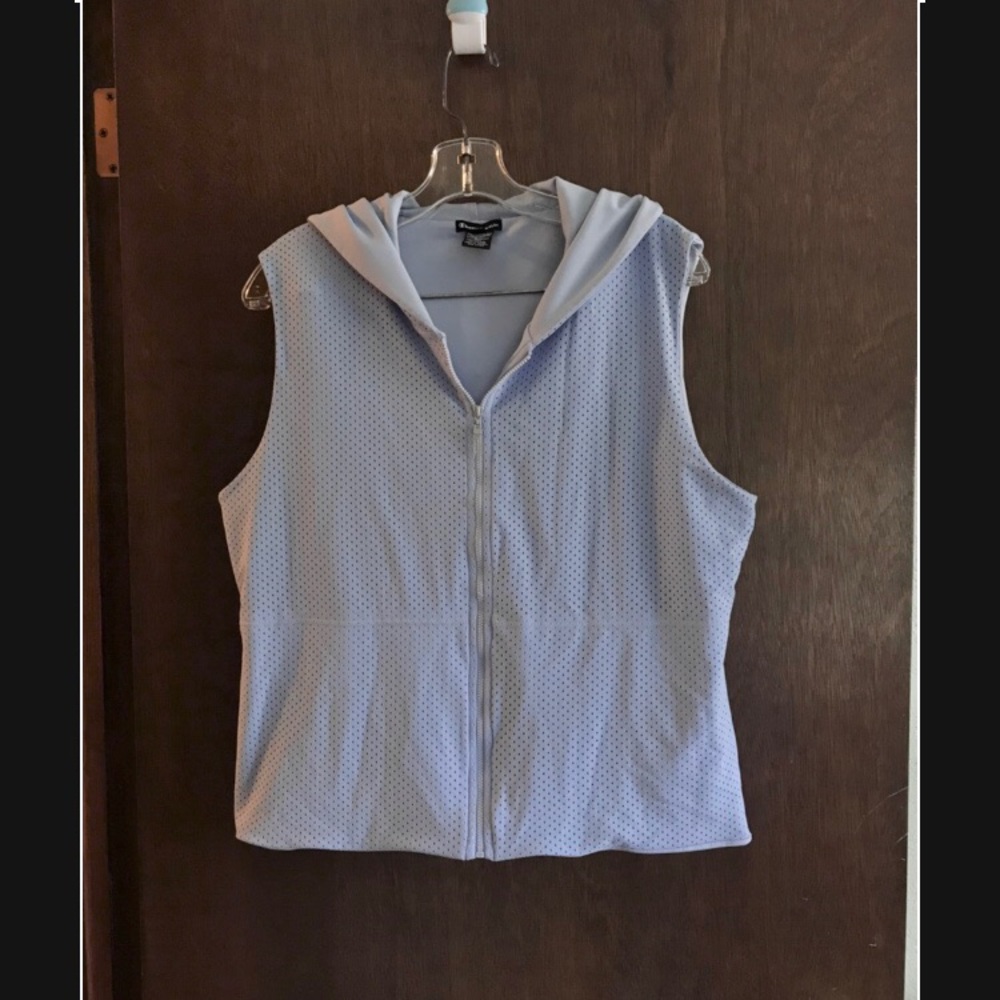 Sleeveless Hooded Mesh Athletic Jacket - XL